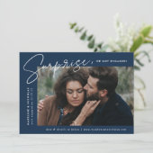 ネイビーモダンサプライズ写真婚約 案内状 (スタンド正面)