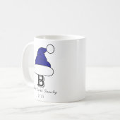 ネイビーモダンサンタハットモノグラムファミリークリスマス コーヒーマグカップ (正面左)