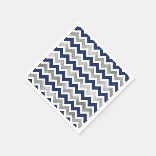 ネイビーモダンシルバー赤ちゃんシャワーナプキン スタンダードカクテルナプキン (角)