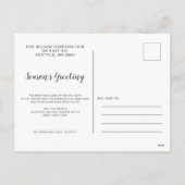 ネイビーモダンシルバー・スノーフレーク・ビジネス シーズンポストカード (裏面)