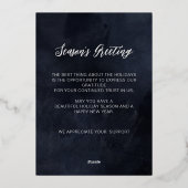 ネイビーモダンシルバー・スノーフレーク・ビジネス 箔シーズンカード (裏面)