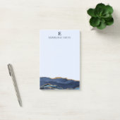 ネイビーモダンスカイブルー金ゴールドアガテマーブルモノグラム ポストイット (オフィス)