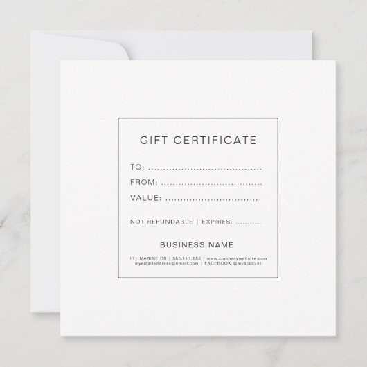 ネイビーモダンスクエアギフト券 (裏面)