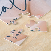 ネイビーモダンスクリプト写真卒業 ジグソーパズル (側面)