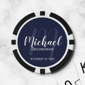 ネイビーモダンスクリプパーソナライズされたトGroomsmen ポーカーチップ