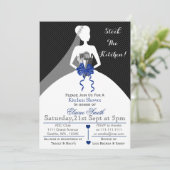 ネイビーモダンストックのキッチンブライダルシャワー招待状 招待状 (スタンド正面)