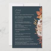 ネイビーモダンテラコッタフラワーズボホ秋の結婚式 招待状 (裏面)