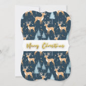 ネイビーモダントナカイ雪の結晶クリスマス 招待状 (裏面)