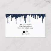 ネイビーモダンドリップスラグジュアリーブルー&ホワイト 名刺 (裏面)