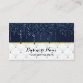 ネイビーモダンドリップスラグジュアリーブルー&ホワイト 名刺 (正面)