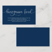 ネイビーモダンハンドレタデザイン、ハネムーンウィッシュ エンクロージャーカード (正面/裏面)
