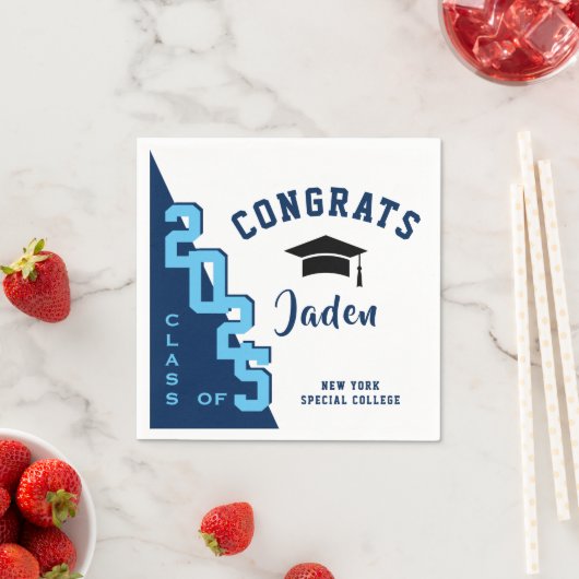 ネイビーモダンピンク卒業式パーティー スタンダードカクテルナプキン (インサイチュ)