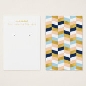 ネイビーモダンピーチ金ゴールドイヤリングディスプレイカード (正面&裏面)