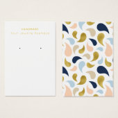 ネイビーモダンピーチ金ゴールドイヤリングディスプレイカード (正面&裏面)