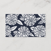 ネイビーモダンフローラ結婚ズ。青エレガント花 プレイスカード (裏面)
