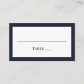 ネイビーモダンフローラ結婚ズ。青エレガント花 プレイスカード (正面)