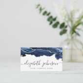 ネイビーモダンブルシルバーグレーグリッターアゲートマーブル 名刺 (スタンド正面)