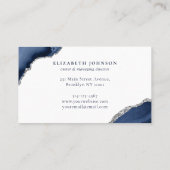 ネイビーモダンブルシルバーグレーグリッターアゲートマーブル 名刺 (裏面)