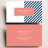 ネイビーモダンブルーとコーラルグラフィックストライプの 名刺