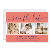 ネイビーモダンブルーとコーラル結婚の4枚の写真