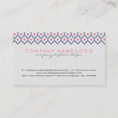 ネイビーモダンブルーとピンクのクローバーパターン 名刺 (裏面)