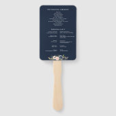 ネイビーモダンブルーとブルーのピンクの結婚式プログラム ハンドファン (裏面)