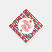 ネイビーモダンブルーとホワイトストライプベリー最初 スタンダードカクテルナプキン (角)