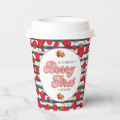 ネイビーモダンブルーとホワイトストライプベリー最初 紙コップ (裏面)