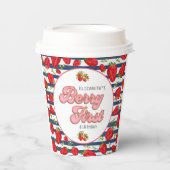 ネイビーモダンブルーとホワイトストライプベリー最初 紙コップ (正面)