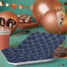 ネイビーモダンブルーとホワイトパターンホリデー