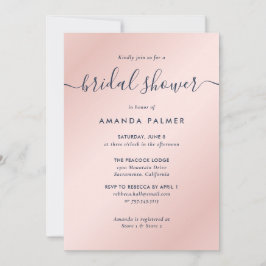 ネイビーモダンブルーと赤面ブライダルシャワー 招待状