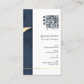 ネイビーモダンブルーと金ゴールドクイル公証人 名刺 (裏面)