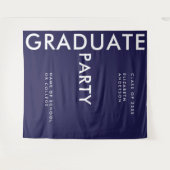 ネイビーモダンブルーのパーソナライズ卒業の背景 タペストリー (正面(横))