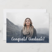 ネイビーモダンブルーのミニマル写真卒業 招待状 (裏面)