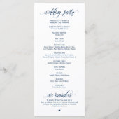 ネイビーモダンブルーの台本が結婚式を プログラム (裏面)