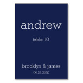 ネイビーモダンブルーの結婚座席表テーブルカード テーブルナンバー (裏面)