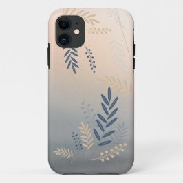 ネイビーモダンブルーの花iPhoneケース iPhone 11 ケース