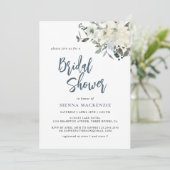 ネイビーモダンブルーアイボリーフローラブライダルシャワー 招待状 (スタンド正面)