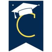 ネイビーモダンブルーイエロー卒業おめでとう バンティングフラッグ (第1の旗)