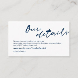 ネイビーモダンブルーインク、ミニマリズムフォント、私たちの詳細 エンクロージャーカード