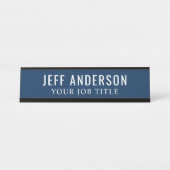 ネイビーモダンブルーオフィス従業員 デスクネームプレート (正面)