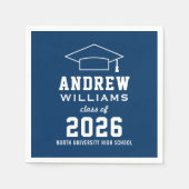 ネイビーモダンブルーカスタム2025卒業パーティー スタンダードカクテルナプキン (正面)