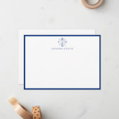 ネイビーモダンブルーカップルのフ航海のラットノートカード ノートカード (正面/裏面インサイチュ)