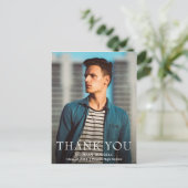 ネイビーモダンブルーガイ写真卒業 ポストカード (スタンド正面)