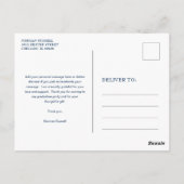 ネイビーモダンブルーガイ写真卒業 ポストカード (裏面)