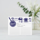 ネイビーモダンブルーキッチン用品レシピカード ポストカード (スタンド正面)