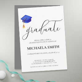 ネイビーモダンブルーキャップ高校卒業会 招待状