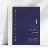 ネイビーモダンブルークロスファースト聖餐式 招待状