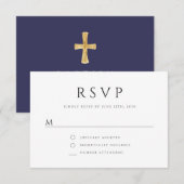 ネイビーモダンブルークロスボーイバプテスマ 出欠カード (正面/裏面)