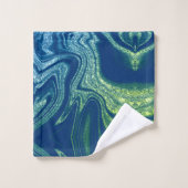 ネイビーモダンブルーグリーン抽象芸術大理石パターン バスタオルセット (ウォッシュタオル)